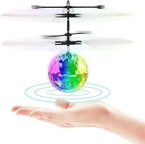 Flying Toy Ball Infrared Induction RC Flying Toy Built-in LED Light Disco Helicopter Shining Colorful Flying Drone Indoor and Outdoor Games Toys for 6 7 8 9 10 Year Old Boys and Girls