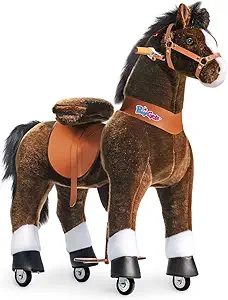 Large Ride on Horse Toys Classic Model U for Big Kids (with Brake/ 42.5" Height/Size 5 for Age 7-12) Pony Cycle Large Riding Horse Chocolate Brown Ux521