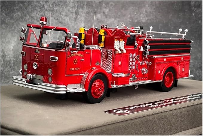 Metal Die Cast Toy Cars 1:50 for Fire Department 1965 Antique Fire Truck No. 51 Resin Suitable for Adult Men's Home Collection for Home Or Office Décor